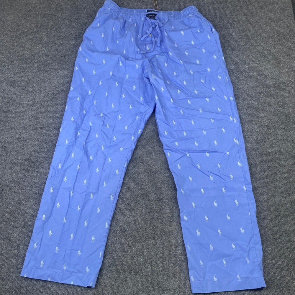 Polo Ralph Lauren Mens Blue All Over Pony Print Sleep Pajama Pants Large L